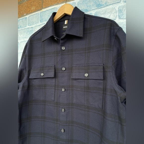 BOSS Owen Shadow Check Button-Up Overshirt size large - Picture 6 of 17